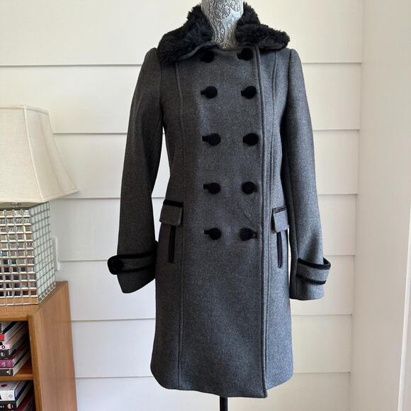 Naf Naf Military Style Coat with Velvet Trim NWT FR34 - Picture 1 of 8
